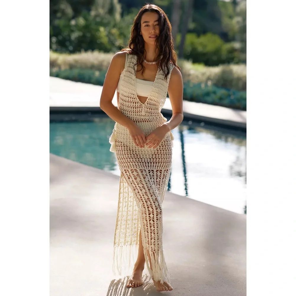 Anthropologie Londyn Side-Slit Crochet Dress